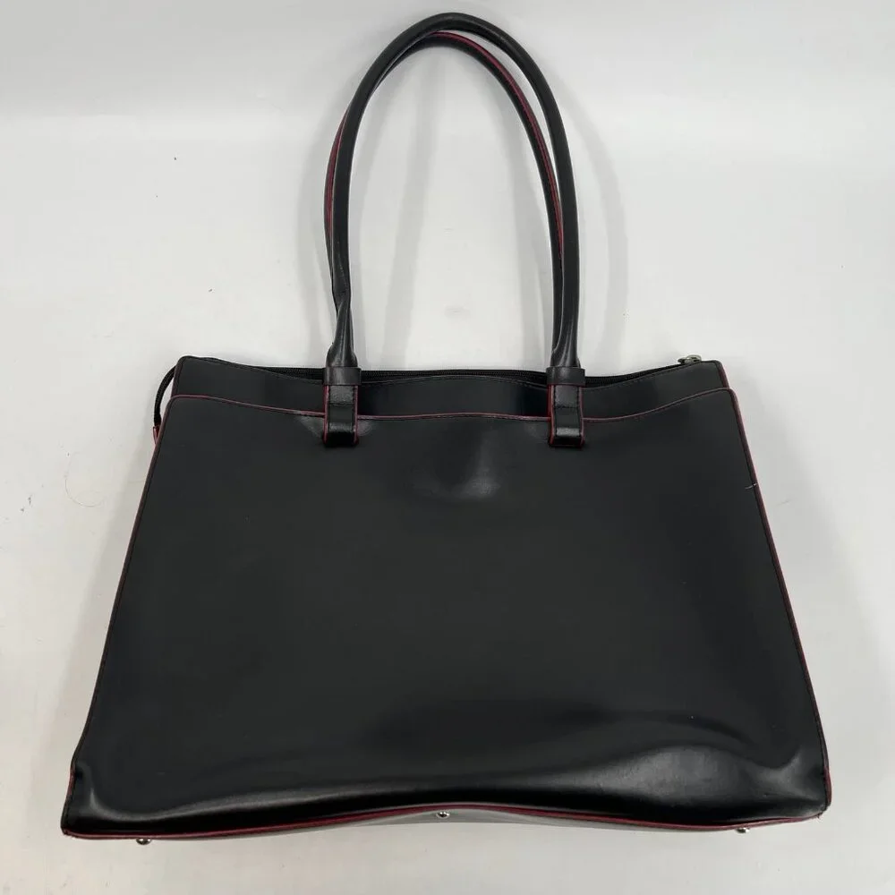 Lodis Black Red Leather Classic Laptop Bag | Excellent Condition